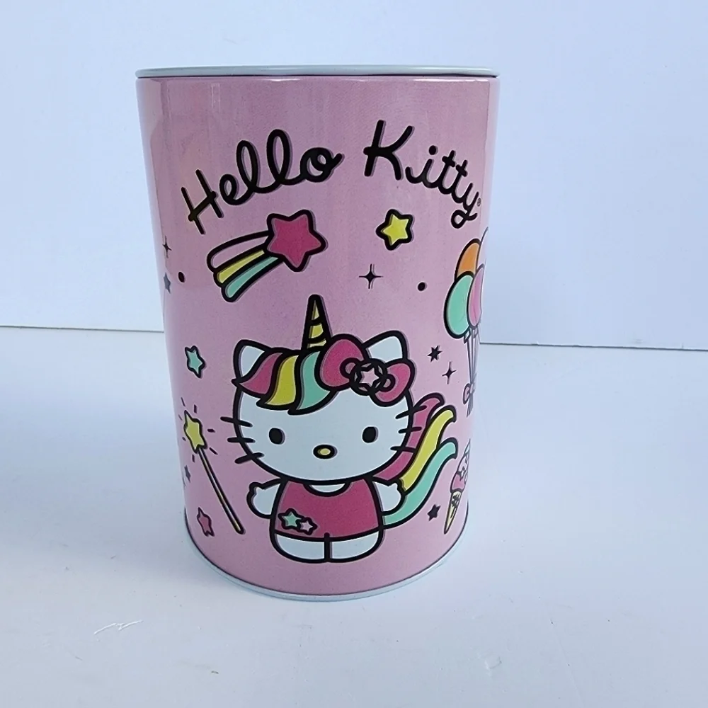 NEW Hello Kitty Sanrio Pink Unicorn Tin Can Coin Bank